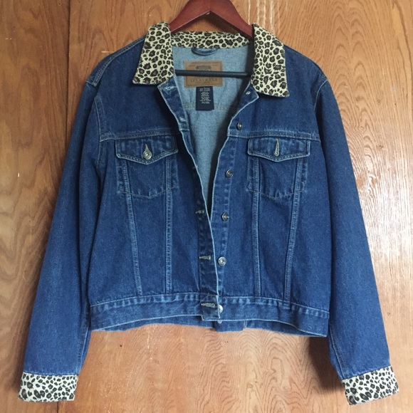 jean jacket with cheetah collar